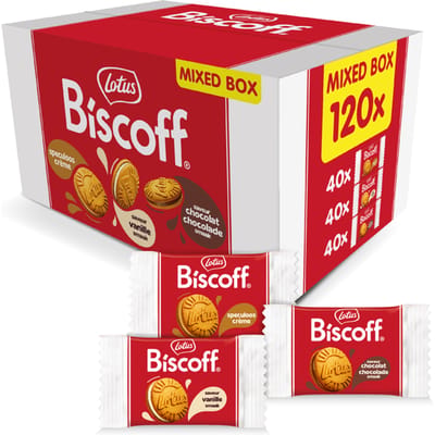 Koekjes Lotus Biscoff sandwich mix doos 120 stuks