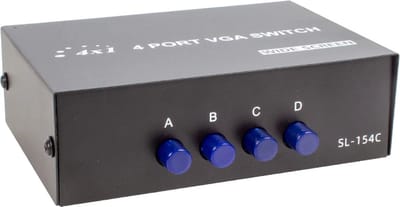 DrPhone QuadPort – 4 In 1 VGA Switch & Splitter - Plug en Play - VGA Monitor Switch - Brede Compatibiliteit – Zwart