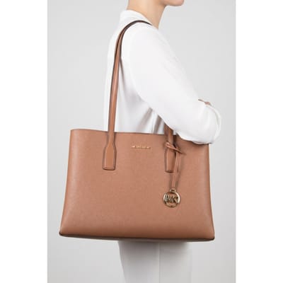 Michael Kors Medium Leather Tote Bag Luggage Size: OS | Handbags Outlet | Dames | Bruin
