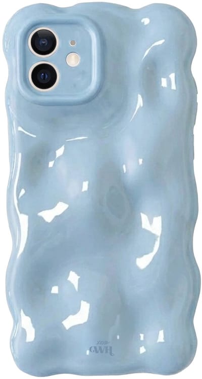 xoxo Wildhearts Bubbly case Ice Blue telefoonhoesje - Geschikt voor iPhone 11 - Hoesje met bobbeltjes - Krullede golfvorm - schokbestendig - Lichtblauw / Blauw
