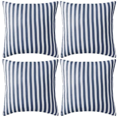 vidaXL - Buitenkussens - 45x45 - cm - gestreept - marineblauw - 4 - st