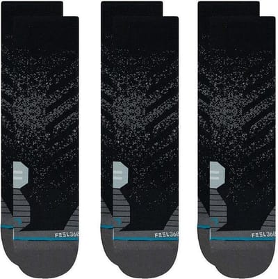 Stance unisex run feel360 infiknit crew st 3P zwart