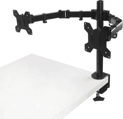 Monitor Arm Universeel 2 schermen Zwart - VESA 75x75 - VESA 100x100 - Kantelbaar en zwenkbaar - Monitoren aan bureau of tafel