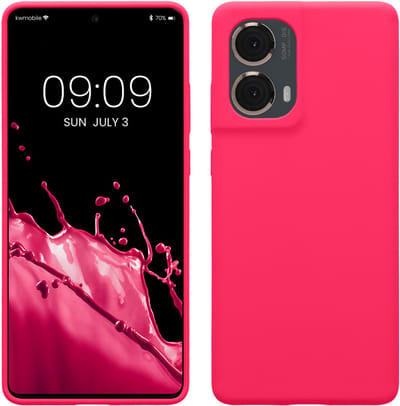 kwmobile telefoonhoesje geschikt voor Motorola Moto G85 5G - Hoesje met siliconen coating - Smartphone case in neon roze