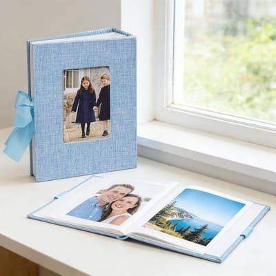 Klein Fotoboek voor 10 x 15 Foto's - Mini Invoeralbum met 50 Compartimenten voor Bruiloft, Baby en Reizen in Blauw