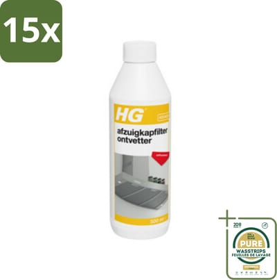 15 x HG Afzuigkapfilter Ontvetter 500 ml - Grootverpakking - Afzuigkapfilter - Ontvetter - Afzuigkap Reinigen - Vet Verwijderen - Afzuigkap Filter