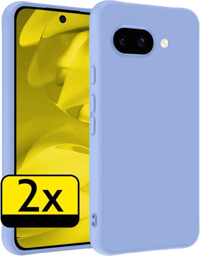Hoesje - 2 Stuks - Geschikt voor Google Pixel 9a - Sterk & Shockproof - Case Siliconen - Back Cover - Telefoon Hoes - Telefoonhoesjes - Lichtblauw
