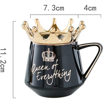 400ml Kroon Keramische Koffiekop Fijne Koppelsmok met Deksel Eenvoudige Afternoon Tea Koffiekop Ontbijt Melkkoffiemok Verjaardagscadeau 400ml