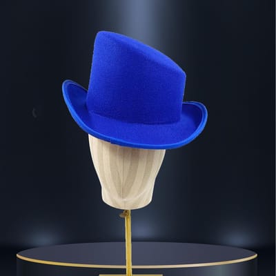 Nouveau Chapeau Fedora Op 100% Laine Magicien Café Steampunk Cosplay Punk Fête Casquettes Dropshipping Mode Chapeau Seau Incliné 60cm blue