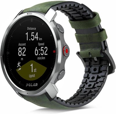 Strap-it Leren / siliconen bandje - geschikt voor Polar Grit X / Grit X Pro / Vantage M / M2 / M3 / V3 - groen