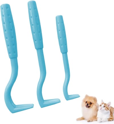 Famanu - 3 stuks tekentangen voor honden en katten, tang voor teken, haken voor tekenverwijderaar, tekenval voor honden en katten, voor huisdieren, honden en katten (blauw)