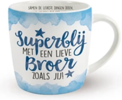 Mok - Koffie - Cadeau - Traktatie - Broer - Superblij Met Een Broer Zoals Jij - Keramiek - Snoep - "Speciaal voor jou"