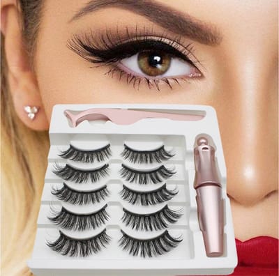 Magnetische Nep Wimpers - Wimper Magnetisch - Wimpers met Eyeliner - 5 paar Wimpers met Eyeliner en applicator - Wimperset verlening Compleet lashset wimper, DIY Dollsbeauty wimperextensions, individuele wimpers, natuurlijke look wimpers valse wimper