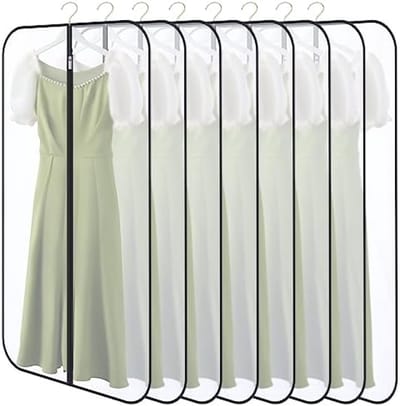PromoHome Kledingbeschermhoezen Set van 8 Stuks - Transparante Kledingzakken met Ritssluiting 60x140 cm - Kledingorganizer voor Overhemden, Winterjassen en Colberts - Zwart