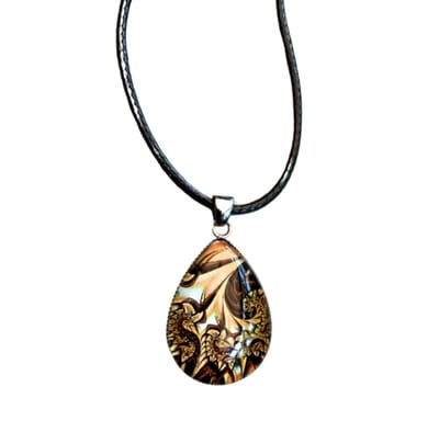 Ketting- verstelbaar-zwart met bruine hanger- Charme Bijoux