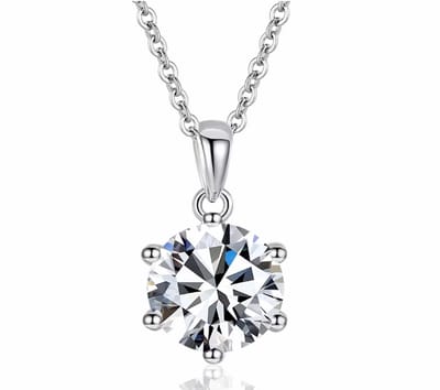 Aurélia Dames Ketting – 1,0 ct | 5mm Moissanite Lab Diamant – 925 Sterling Zilver met Vergulde Hanger – Luxe & Tijdloos Cadeau Sieraad