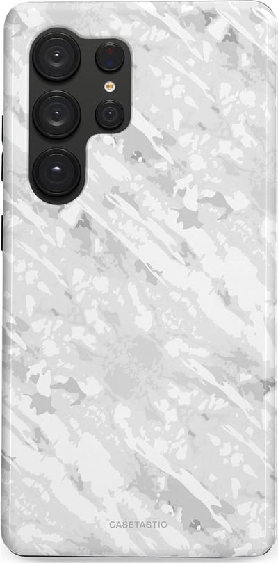 Casetastic hoesje geschikt voor Samsung Galaxy S25 Ultra - Dubbellaagse bescherming - Winterse Camouflage - Fashion Case - Lichtgrijs Wit