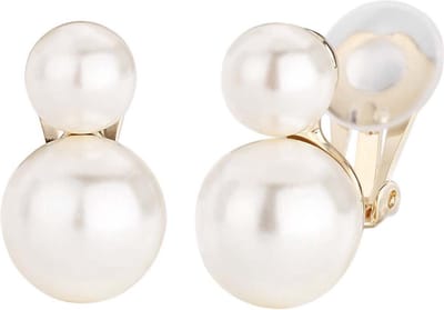Traveller Clip Oorbellen - Oorclips Dames - Parels - Goudkleurig - Parels 8 / 12 mm - Creme - 22ct Verguld - 113120