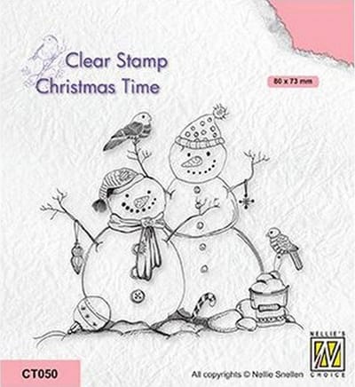 Nellie Snellen Clearstamp - Christmas time - stempel Sneeuwpoppen CT050 80x73mm - sneeuwpop - sneeuwman - kerstmis sneeuw winter