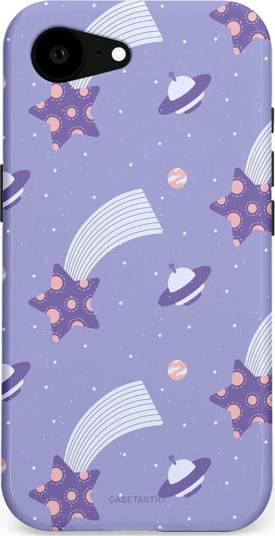 Casetastic Hoesje Geschikt voor Apple iPhone 16e Magsafe - Stijlvolle Beschermende Duo-layer Case - Sterrenhemel Lila