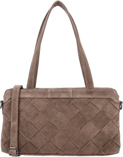Hide & Stitches Acadia Schoudertas - Lange Handvatten - Verstelbare Band - Rits - Dames Tas - Crossbody - Leer - Leren Dames Tas - Donkertaupe