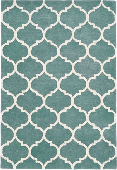Easy Living - Albany-Ogee-Duck-Egg Vloerkleed - 160x230  - Rechthoek - Laagpolig Tapijt - Klassiek - Blauw, Wit