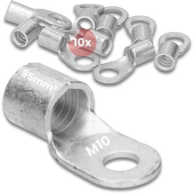 10 stuks Kalitec Q95-10 krimpklemmen voor kabels 95 mm² M10 | Ongeïsoleerd | Krimpen met pinnen | Voor meeraderige, fijn- en extra-fijnaderige geleiders | Kabelklem 95 mm²