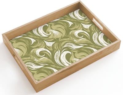 Dienblad hout 40x30 cm - Schootdienblad - Abstract - Textuur - Groen - Borrelplank rechthoek - Plateau dienbladen