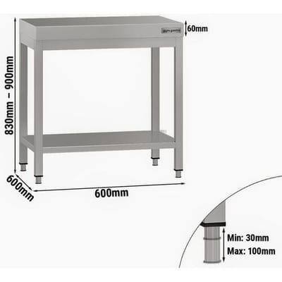 GGM Gastro Edelstahl Arbeitstisch ECO - 600x600mm - mit Grundboden Zilver
