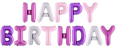 'Happy Birthday' ballon set - 35 cm letters - Roze/paars - Geschikt voor lucht & helium - Herbruikbaar