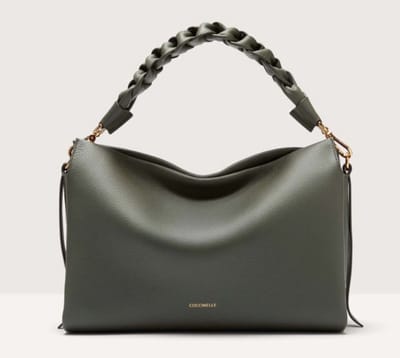COCCINELLE Leren Handtas Schoudertas Boheme Grana Double Hand Bag Alga / Guacamole Donkergroen
