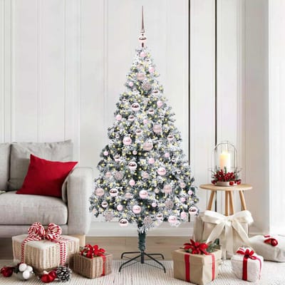 vidaXL - Kunstkerstboom - Wit - 180 - cm - PVC - en - Staal - en - Kunststof