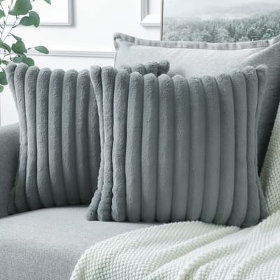 JHUBERS- Kussenhoezen Set van 2 - Pluche Fluwelen Kussensloop - Kunstbont - Decoratieve Kussenslopen - 45 x 45 cm - Machinewasbaar