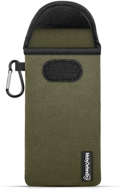MobyDefend Hoesje - Geschikt voor Xiaomi Redmi Note 14 Pro Plus - Neopreen Pouch Met Karabijnhaak - Insteek - Riemlus - Groen