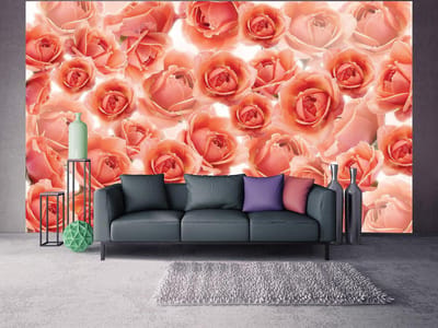 Flowers Roses Red Photo Wallcovering