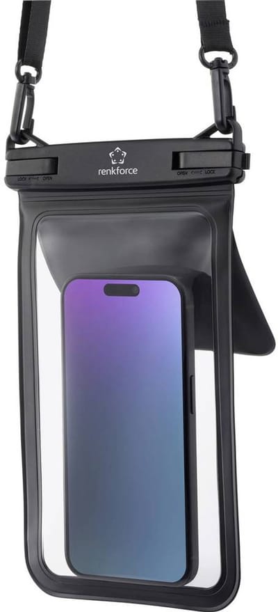 Renkforce Wasserdichte Smartphone Hülle Outdoor telefoonhoes Universeel Universal Black, Transparant Waterdicht, Stofdicht, Met schouderriem