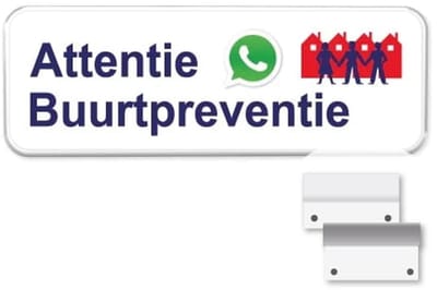 Buurtpreventie Whatsapp - Weerbestendig Aluminium - 40x15 cm - Bevestiging: Met muur-/ wandmontage beugels