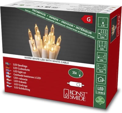 Konstsmide 6302-102 Mini-lichtketting Binnen Energielabel: G (A - G) werkt op het lichtnet Aantal lampen 35 LED Warmwit Verlichte lengte: 5.1 m Schakelaar