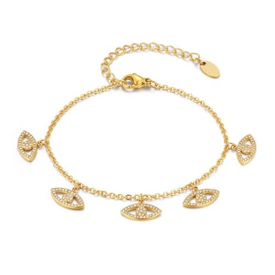 Twice As Nice Armband in edelstaal, met ogen Goudkleurig 16cm+3cm