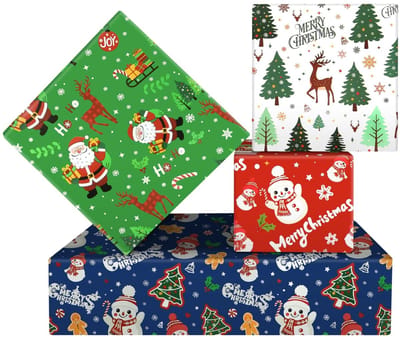 Dailygoods- Kerstpakpapier set van 4 vellen - inpakpapier verjaardag - inpakpapier kinderen - inpakpapier rollen - 50 x 70 cm - iconische kerstontwerpen