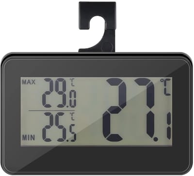 Digitale Koelkastthermometer - Vriezer Monitor - Voedsel Kwaliteit - Grote Cijfers Max Min - 68 x 43 cm - Zwart