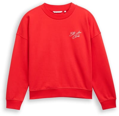 Tom Tailor Denim - Sweatshirt met glitterborduursel - Maat XL - brilliant red