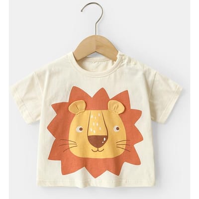 Babykleding Casual T-shirts met korte mouwen Zomerkleding Jongens Meisjes Baby Kinderen Kinderen Zomer Tops met halve mouwen 90cm beige