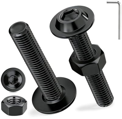 M5 Zwarte Lenskop Schroeven - 30 Sets RVS, 30 mm, Met Moeren en Flens, Voor Houtbewerking en Meubelmontage