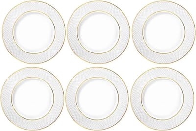 Wilmax England Porseleinen Bord Wit Gouden rand 15cm 6-delig