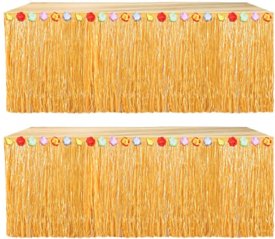 Dailygoods- Tafelrokken - Lot van 2 - Natuurlijke Hawaiiaanse Tafelrokken - 2,7 x 75,1 cm - Feestdecoratie - Tropische Look - Strogeel