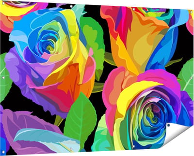 Gards Tuinposter Kleurrijke Rozen - Bloemen - Abstract - 150x100 cm - Tuindoek - Tuindecoratie - Wanddecoratie buiten - Tuinschilderij