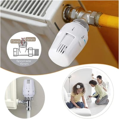 Thermostatische Radiatorkraan - Radiatorkop Klep - Verwarming Regelen - Vloeistofsensor - M30 x 15 - Wit