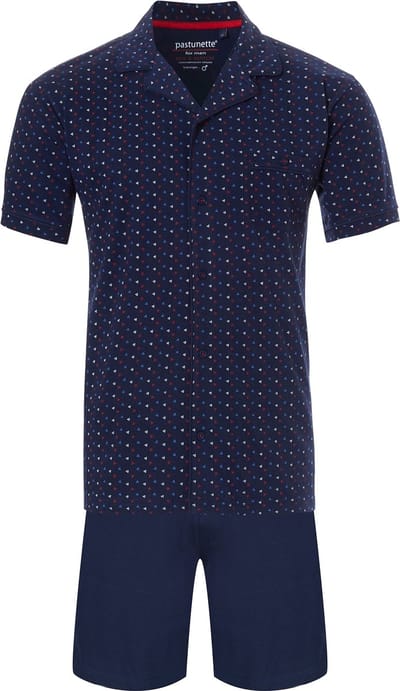 Heren Shortama Pastunette - Katoen - Blauw - Doorknoop - Maat S