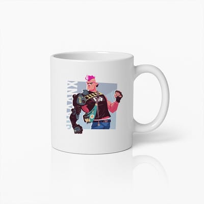 Futuristische Cyberpunk Strijder Mok – Stoere Sci-Fi Karakter Illustratie – 330ml Duurzame Keramische Koffiemok